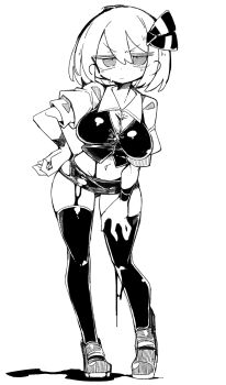 1girl alternate_costume massakasama monochrome rumia simple_background solo touhou white_background