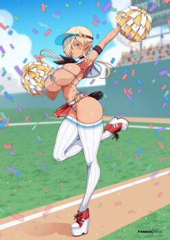 breasts cheerleader dark-skinned_female dark_elf dark_skin elf large_breasts legs original pointy_ears thighs virus-g