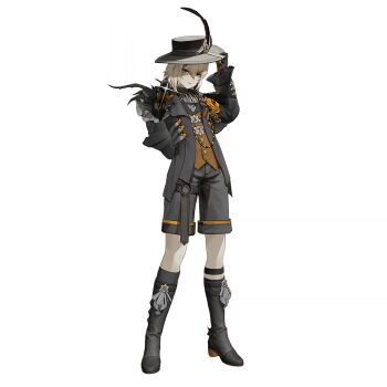 1girl artist_request black_hat black_pants black_shoes blonde_hair character_request commentary_request copyright_request girls'_frontline girls'_frontline_2:_exilium green_eyes gun hat high_heels holding holding_gun holding_weapon long_hair official_art pants sextans_(girls'_frontline_2) shoes solo tagme weapon white_background