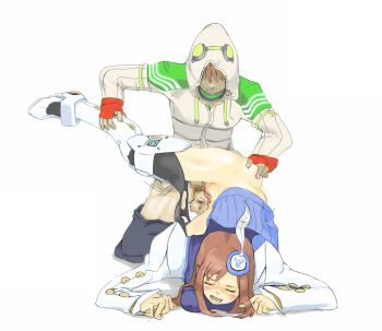 1boy 1girl ass ass_grab blush boots brother_and_sister brown_hair closed_eyes clothed_sex doggystyle ethan_waber female_pervert hair_over_eyes hetero highres incest leg_grab leg_lift long_hair lumia_waber naughty_face no_pants open_mouth penis pervert phantasy_star phantasy_star_portable_2 phantasy_star_universe pubic_hair pussy sega sex sex_from_behind siblings smile thigh_boots thighhighs top-down_bottom-up toporo uncensored vaginal
