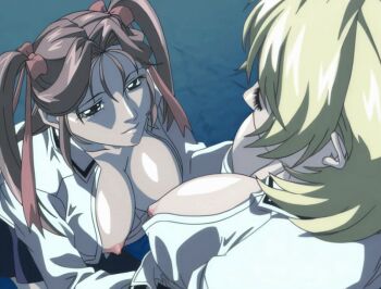 00s 1futa 1girl 2005 american animated animated_gif bible_black bible_black_new_testament blonde_hair blush breasts brown_hair clothes_lift futanari hair_ribbon jody_crowley multiple_girls nipples open_clothes ribbon school_uniform shin_bible_black short_hair skirt skirt_lift smile tagme tan toudou_yuki twintails uncensored yuri