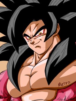 Rule 34 | 1boy, absurdres, black hair, body fur, commentary request, dougi, dragon ball, dragon ball gt, highres, long hair, looking at viewer, male focus, monkey boy, muscular, muscular male, no nipples, pectorals, red fur, saiyan, smile, solo, son goku, spiked hair, super saiyan, super saiyan 4, yamuchasiyagatte