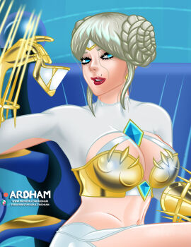 Rule 34 | armor, blonde hair, blue eyes, digimon, digimon (creature), gloves, highres, junomon, mask, short hair, unworn mask