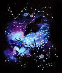 Rule 34 | animal focus, aquarius (constellation), aries (constellation), black background, black eyes, blue flower, blue fur, cancer (constellation), capricorn (constellation), constellation, deer, fawn, fleebites, flower, gemini (constellation), leo (constellation), libra (constellation), no humans, original, pisces (constellation), planet, purple flower, sagittarius (constellation), scorpius (constellation), space, star (sky), taurus (constellation), virgo (constellation), zodiac