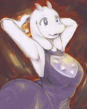 1girl artist_request female_focus furry furry_female open_mouth purple_eyes solo toriel undertale utdr_(toby_fox)