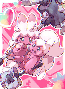 artist_request evolution evolutionary_line female_focus hammer happy highres holding holding_weapon huge_weapon looking_at_viewer nintendo no_humans open_mouth pokemon pokemon_(creature) signature smile tinkatink tinkaton tinkatuff weapon