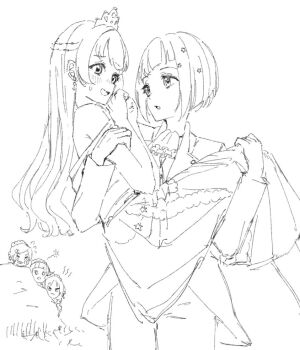 Rule 34 | 5girls, ascot, bare shoulders, bob cut, carrying, ceras yanagida lilienfeld, cho toutoi love, commentary request, crying, dress, flying sweatdrops, frilled ascot, frills, greyscale, hair ornament, half updo, hino (hinonoq), inverted bob, jacket, kachimachi kosuzu, link! like! love live!, love live!, maid, maid headdress, medium dress, monochrome, multiple girls, murano sayaka, nervous smile, off-shoulder dress, off shoulder, open mouth, osawa rurino, pants, prince, princess, princess carry, short hair, shout lines, simple background, smile, squeans, star (symbol), star hair ornament, streaming tears, sweatdrop, tears, tiara, virtual youtuber, white background, yugiri tsuzuri, yuri