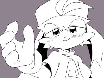artist_request bandai_namco black_fur blush cat child furry hat kaze_no_klonoa klonoa klonoa_2:_lunatea&#039;s_veil long_ears monochrome pov shirt smile