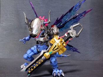 Rule 34 | absurdres, cannon, claws, digimon, digimon (creature), highres, horns, metalgreymon (virus), metalgreymon (virus) x-antibody, sharp teeth, solo, tail, teeth, tyrannosaurus rex, wings