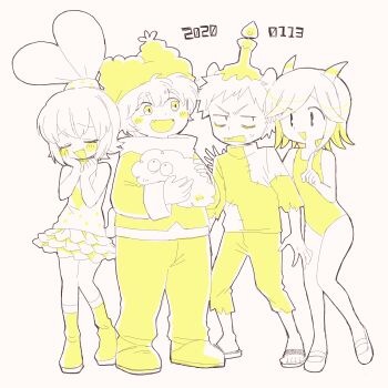 blush candle ceviche_(chowder) chowder chowder_(chowder) closed_eyes gorgonzola_(chowder) hat highres horns panini_(chowder)