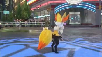 1girl 3d animated braixen english_text full_body gen_6_pokemon looking_at_another looking_at_viewer nintendo pokemon pokemon_(creature) pokken_tournament tagme tsundere video