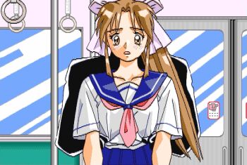 1990s_(style) 1girl animated animated_gif assisted_exposure bad_tag bishojo_janshi_pretty_sailor_2 blush bouncing_breasts bra breasts brown_hair chikan cleavage clothes_lift covered_erect_nipples game_sprite helmet lingerie long_hair molestation retro_artstyle school_uniform serafuku shirt_lift striped_bra striped_clothes tears underwear undressing upper_body