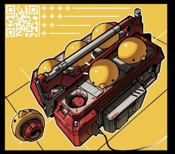 baby_animal bird black_border border chick machine machinery no_humans object_focus original outline qr_code white_border white_outline xkl3001 yellow_background