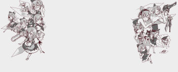 Rule 34 | 1boy, 6+girls, :>, advent cirno, alternate breast size (larger), bespectacled, bloomers, bow, breasts, buster sword, chainsaw, cirno, crocodile cap, dreaming, dress, electric fan, flat chest, food, fruit, genderswap, genderswap (ftm), glass, glasses, graduation, gun, hair bow, hat, headphones, highres, huge breasts, huge weapon, ice, ice wings, manly, metal gear (series), metal gear solid 3: snake eater, mini person, minigirl, monochrome, multiple girls, multiple persona, one eye closed, popsicle, rifle, saliva, saliva trail, scope, semi-rimless eyewear, short hair, sniper rifle, softmode, sunglasses, sword, top hat, touhou, under-rim eyewear, underwear, upskirt, watermelon, weapon, wings, wink