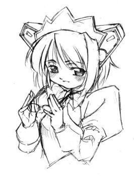 Rule 34 | 1girl, 2k-tan, archived source, blush, commentary request, cropped torso, glasses, greyscale, headdress, holding, holding removed eyewear, juliet sleeves, korean commentary, long sleeves, lowres, maid headdress, medium hair, monochrome, os-tan, puffy sleeves, roadmaxter, simple background, sketch, solo, unworn eyewear, white background, wing collar