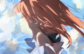 2girls bang_dream! bang_dream!_it's_mygo!!!!! bare_shoulders brown_hair chihaya_anon chinese_commentary closed_eyes closed_mouth cloud commentary_request highres long_hair mrwule multiple_girls nagasaki_soyo