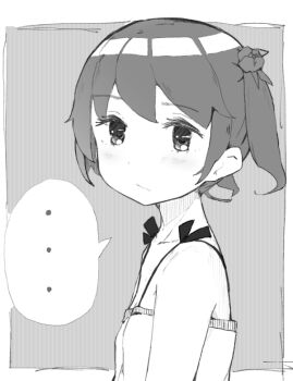... 1girl blush camisole expressionless flat_chest greyscale kinomoto_(nazonoinu) looking_at_viewer monochrome one_side_up original short_hair solo spoken_ellipsis upper_body