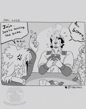 ! !! ... 2025 4boys anger_vein angry card dio_brando english_text fingernails giorno_giovanna jojo_no_kimyou_na_bouken jonathan_joestar male_focus multiple_boys pannacotta_fugo phantom_blood playing_card sitting snapping_fingers speech_bubble stardust_crusaders table the_world_(stand) tmblyeet upper_body vento_aureo