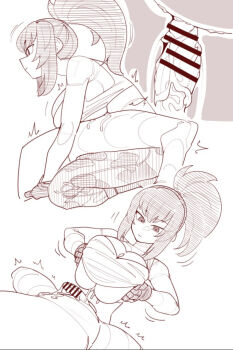 1girl ass bouncing_breasts breasts clothed_female_nude_male cum cum_on_body cum_on_breasts cum_on_upper_body cum_overflow ejaculation ekz ekz_(robotekz) erection female_focus girl_on_top grabbing_own_breast huge_ass huge_breasts huge_penis internal_cumshot jiggle large_breasts leona_heidern long_hair military nude paizuri paizuri_under_clothes pants penis ponytail pov precum robotekz shaking shirt tank_top the_king_of_fighters thick_thighs thighs tight_clothes tight_shirt twitching twitching_penis underboob x-ray