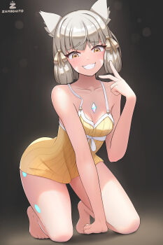 absurdres animal_ears barefoot breasts cat_ears cat_girl highres nia_(fancy_sundress)_(xenoblade) nia_(xenoblade) small_breasts solo xenoblade_chronicles_(series) xenoblade_chronicles_2 zambonito