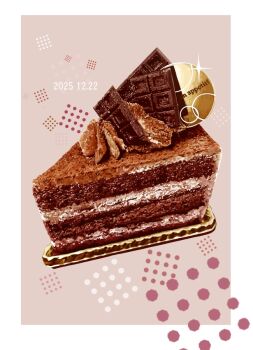 Rule 34 | cake, cake slice, chocolate, chocolate cake, commentary request, dated, food, food focus, matsuyama kojika, no humans, original