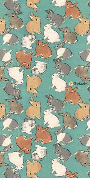 animal animal_focus aqua_background artist_name brown_rabbit commentary highres no_humans original rabbit schinako symbol-only_commentary white_rabbit_(animal)