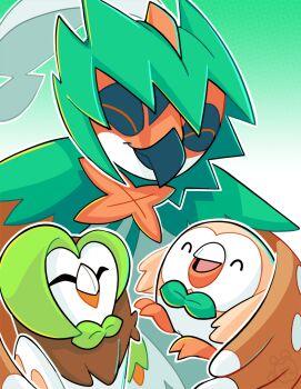 beak dartrix decidueye evolutionary_line fadedleara gen_7_pokemon nintendo no_humans open_mouth pokemon pokemon_(creature) rowlet