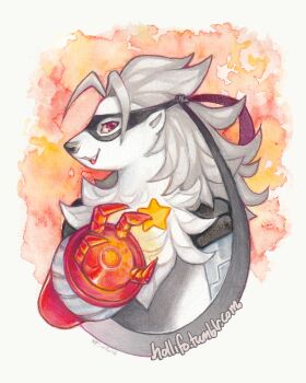 digimon digimon_(creature) fang hollifo looking_at_viewer mask smile star_(symbol) wolvermon