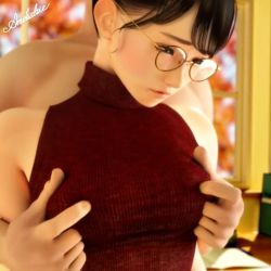 1boy 1girl 3d amelialtie animated black_hair breasts facing_viewer glasses grabbing_another's_breast grabbing_from_behind groping indoors interior large_breasts looking_to_the_side medium_breasts meganekko_sensei_no_gohoubi_diary nipple_stimulation nipple_tweak shirt sleeveless sleeveless_shirt sleeveless_turtleneck tagme turtleneck video