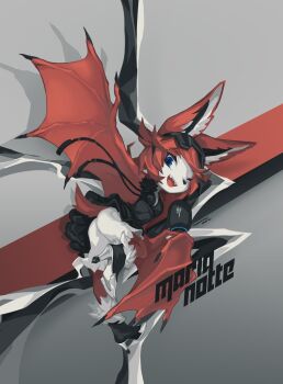 1girl 2018 absurdres animal_ears ass bat_(animal) bat_ears bat_girl bat_tail bat_wings black_dress black_nails blue_eyes breasts chinese_commentary commentary downturned_eyes dress english_commentary eyewear_on_head freedom_planet freedom_planet_2 from_behind furry furry_female head_tilt high_heels highres krita_(medium) looking_at_viewer looking_back maria_notte medium_breasts medium_hair microphone open_mouth puffy_shorts red_fur red_hair shorts signature simple_background smile sunglasses tsurime tyson_tan v-shaped_eyebrows white_shorts wings