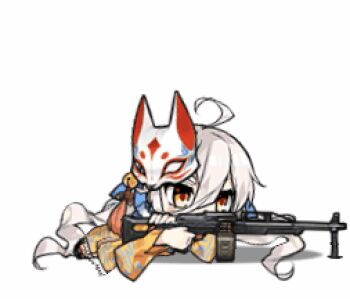 1girl ahoge animated animated_gif blinking candy_apple eating female_focus food fox_mask from_side full_body girls'_frontline gun hair_between_eyes hands_up holding holding_food holding_weapon japanese_clothes jitome kimono long_hair looking_afar low_twintails lowres lying machine_gun mask mask_on_head no_sense_of_shame obi official_alternate_costume official_art on_stomach parted_lips pkp_(flower_and_water)_(girls'_frontline) pkp_(girls'_frontline) pkp_pecheneg sandals sash silver_hair simple_background skinny solo tagme tsurime twintails very_long_hair weapon white_background wide_sleeves yellow_eyes yellow_kimono yukata