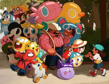 1boy 1girl annotation_request balloon beard belt blonde_hair bluey bluey_heeler blush_stickers bubbles_(ppg) buttercup_(ppg) character_balloon character_request child chowder_(character) chowder_(series) cigarette coin dark-skinned_male dark_skin denim disney dog el_tigre facial_hair frida_suarez gen_1_pokemon hat highres jeans kaonashi kirby kirby_(series) manny_rivera marvel mexico mickey_mouse mickey_mouse_&amp;_friends money monkey_d._luffy nickelodeon nintendo one_piece open_mouth outdoors pants park partially_annotated pikachu pokemon powerpuff_girls red_footwear sen_to_chihiro_no_kamikakushi sombrero spider-man spongebob_squarepants spongebob_squarepants_(series) superhero_costume teeth the_awesombrosos tonari_no_totoro toon_(style) totoro tree