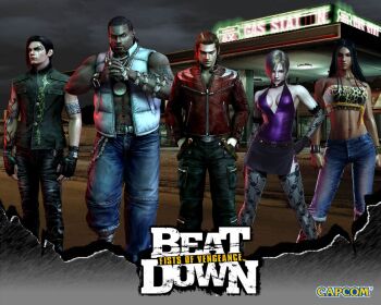2girls 3boys aaron beat_down_fists_of_vengeance capcom everyone gina jason_g lola_(beat_down) multiple_boys multiple_girls raven_(beat_down)