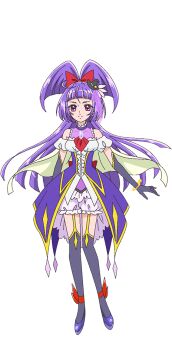 1girl black_gloves black_hat black_thighhighs bloomers blunt_bangs blunt_ends bow breasts cure_magical dress elbow_gloves full_body gloves hair_bow hat izayoi_liko long_hair looking_at_viewer magical_girl mahou_girls_precure! mini_hat mini_witch_hat official_art precure purple_dress purple_eyes purple_hair purple_shoes red_bow second-party_source shoes shorts simple_background small_breasts smile solo standing tachi-e thighhighs underwear white_background white_shorts witch_hat