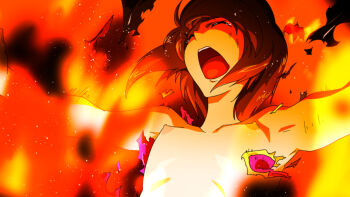 1girl breasts closed_eyes code_geass hair_ornament highres marika_soresi open_mouth rrr_r18g short_hair small_breasts solo upper_body