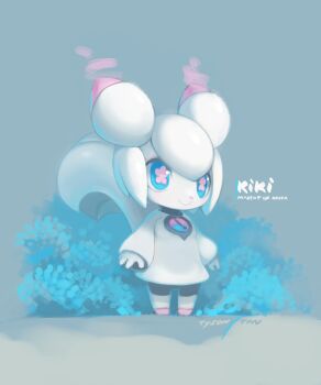 1girl 2015 absurdres animal_ears bike_shorts bush chibi chibikemo chinese_commentary closed_mouth colored_skin commentary double_bun english_commentary eyeliner furry furry_female hair_bun highres kde kiki_the_cyber_squirrel krita_(medium) krita_(software) light_smile long_sleeves makeup mascot non-web_source original pink_eyeliner pink_shoes robot shirt shoes signature squirrel squirrel_ears squirrel_girl squirrel_tail standing symbol_in_eye tail tareme tyson_tan white_hair white_shirt white_skin