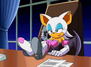 00s 1girl 2004 animal_ears animal_nose animated animated_gif anime_screenshot armor bare_shoulders bat_(animal) bat_ears bat_girl bat_wings blue_eyeshadow boots breastplate breasts chair cleavage curtains elbow_gloves eyeliner eyeshadow feet_on_table full_body furry furry_female gloves high_heel_boots high_heels large_breasts large_ears lipstick looking_at_viewer makeup office_chair phone rouge_the_bat sega short_hair sitting smile solo sonic_(series) sonic_x swivel_chair table tagme tan white_boots white_fur white_gloves window wings