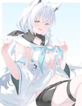 absurdres animal_ears fox_ears fox_girl fox_tail highres hololive pentagram shirakami_fubuki shirakami_fubuki_(1st_costume) tail virtual_youtuber white_hair yuu_naay