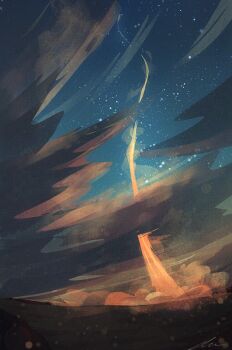 Rule 34 | cloud, cloudy sky, contrail, from below, night, night sky, original, outdoors, rocket, scenery, signature, sky, smoke, star (sky), starry sky, zandra