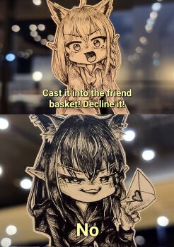 Rule 34 | 2girls, 2koma, animal ears, comic, corrupted twitter file, english text, extra ears, fox ears, greyscale, grin, heart, highres, hololive, jqhnharqld, kurokami fubuki, letter, love letter, monochrome, multiple girls, paper child, parody, pointy ears, scene reference, shirakami fubuki, shirakami fubuki (street), smile, the lord of the rings, tolkien's legendarium, unconventional media, virtual youtuber