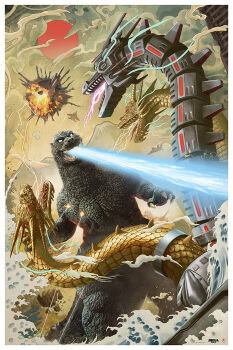 aircraft airplane amputee atomic_breath blue_eyes breath_weapon breathing_lightning building claws cloud cloudy_sky cyborg day debris destruction dinosaur dragon dust ears electricity electrokinesis energy energy_beam epic explosion extra_teeth f-15_eagle forked_tongue giant giant_monster giant_robot glowing glowing_eyes godzilla godzilla_(series) godzilla_vs._king_ghidorah gravity_beam green_eyes hydra kaiju king_ghidorah laser mecha mecha-king_ghidorah metal_wings military mixed_media monster mountain mouth_beam multiple_heads muscular muscular_arms muscular_legs muscular_other no_humans no_pupils official_art open_mouth overcast pablo_olivera pectorals plasma plasma_beam pointy_ears prosthesis prosthetic_head prosthetic_wing realistic red_eyes robot rubble sky skyscraper smoke solar_panel solar_panel_wings sparks spikes sun tail tendril textless_version thick_thighs thighs toho tongue tongue_out triple-laser_beam variant_set water waterpaint waves wings