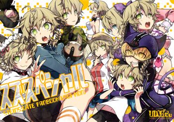 aged_down amane_suzuha amane_suzuha_(beta) amane_yuki animal_ears bare_legs belt belt_around_waist belt_buckle bike_shorts black-framed_eyewear black_pantyhose blue_eyes blue_jacket blue_skirt body_armor bodysuit braid breasts brown_hair brown_ribbon buckle bulletproof_vest buttons camouflage camouflage_jacket casual cat_belt_buckle cat_ears cat_headgear chat_noir_costume_(steins;gate) check_clothing child clothing_request commentary_request detached_collar digital_camouflage fake_animal_ears fake_tail frills gloves green_jacket grin groin hair_between_eyes hair_rings hair_tie hat hat_ribbon headgear helmet high_collar impossible_bodysuit impossible_clothes jacket kneehighs latex latex_bodysuit leotard load_bearing_vest long_hair long_sleeves maid_headdress mayqueen_maid_uniform medium_breasts military_combat_uniform military_fatigues military_uniform miniskirt multiple_costumes navel negi_(ulog'be) open_mouth pantyhose pink-tinted_eyewear pink_sleeves playboy_bunny pouch puffy_short_sleeves puffy_sleeves purple_bodysuit purple_gloves ribbon ringed_eyes science_adventure shiny_clothes shirt short_sleeves shoulder_pads skin_tight skirt sleeveless sleeveless_shirt smile socks soldier square_pupils star_(symbol) star_print steins;gate steins;gate:_linear_bounded_phenogram steins;gate:_my_darling's_embrace stomach striped_clothes striped_socks sun_hat tail teeth thick_thighs thighs tinted_eyewear tongue track_jacket twin_braids twintails upa_(steins;gate) upper_teeth_only white_leotard white_socks white_wrist_cuffs woodland_camouflage wrist_cuffs yellow-tinted_eyewear yellow_eyes zipper zipper_pull_tab