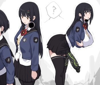 1futa absurdres black_hair body_modification breast_expansion breasts conflicted_girl_(zenless_zone_zero) corruption ethereal_(zenless_zone_zero) futanari glowing glowing_penis glowing_veins highres large_breasts large_penis long_hair npc_(zenless_zone_zero) penis penis_growth precum school_uniform skirt testicles thigh_expansion thighhighs transformation veins veiny_penis xipa zenless_zone_zero