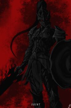 1other absurdres armor character_name commentary cowboy_shot empty_eyes english_commentary facing_viewer helmet highres holding holding_shield holding_sword holding_weapon knight l3xarts_17 shadow_slave shield solo standing sword weapon