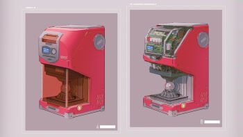 border brand_name_imitation circuit_board cut-away grey_border highres machine multiple_views no_humans notfuji object_focus original pink_theme science_fiction sony