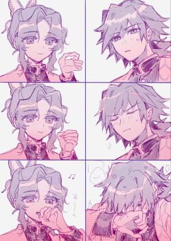 Rule 34 | 1boy, 1girl, assertive female, comic, fellatio gesture, handjob gesture, kimetsu no yaiba, kochou shinobu, megumi eho, tomioka giyuu