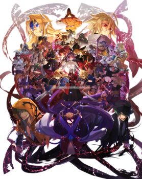 Rule 34 | 6+boys, 6+girls, ahoge, amane nishiki, amanohokosaka homura, animal ears, arakune, arc system works, azrael (blazblue), black hair, blazblue, blazblue: calamity trigger, blazblue: central fiction, blazblue: chronophantasma, blazblue: continuum shift, blazblue remix heart, blonde hair, blue eyes, bow, breasts, brown hair, bullet (blazblue), cape, carl clover, celica a. mercury, closed eyes, dress, es (xblaze), everyone, fedora, formal clothes, genderswap, genderswap (mtf), glasses, green eyes, green hair, gun, hades izanami, hair ornament, hakumen, hand over eye, handgun, hat, hazama, hibiki kohaku, highres, hood, hooded jacket, hyakuhachi (over3), ignis (blazblue), iron tager, izayoi (blazblue), jacket, jubei (blazblue), kagura mutsuki, kisaragi jin, kokonoe (blazblue), konoe a. mercury, lambda-11, large breasts, litchi faye ling, long hair, mai natsume, makoto nanaya, mask, mikado (blazblue), minerva (blazblue), mu-12, multiple boys, multiple girls, naoto kurogane, necktie, nirvana (blazblue), noel vermillion, nu-13, perspective, pistol, platinum the trinity, ponytail, purple hair, rachel alucard, ragna the bloodedge, raquel alucard, red eyes, red hair, relius clover, scarf, shishigami bang, short hair, squirrel ears, suit, taokaka, the black beast, top hat, trinity glassfield, tsubaki yayoi, twintails, valkenhayn r hellsing, veins, weapon, white hair, witch hat, xblaze, xblaze code: embryo, yuuki terumi