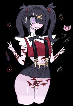 absurdres ame-chan_(needy_girl_overdose) ass blood blush bobbert105445 breasts crazy_eyes curvy cuts highres huge_ass injury large_breasts needy_girl_overdose self-harm stomach thick_thighs thighs tight_clothes yandere