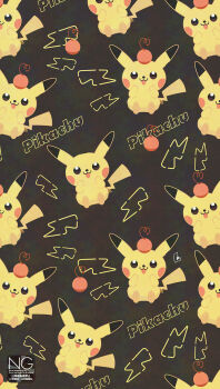 Rule 34 | cherry, food, fruit, gen 1 pokemon, highres, lightning bolt symbol, meme (sleepsheep), nintendo, no humans, on head, pikachu, pokemon, pokemon (creature), pokemon focus, smile, tail, tongue, tongue out