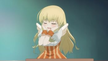 10s 1girl animated animated_gif bekki_natsumi blonde_hair blush classroom closed_eyes no-rin open_mouth school teacher wings